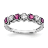14k White Gold  1/2 carat Lab Grown Diamond VS/SI+ G+ and Lab Created Pink Sapphire Ring